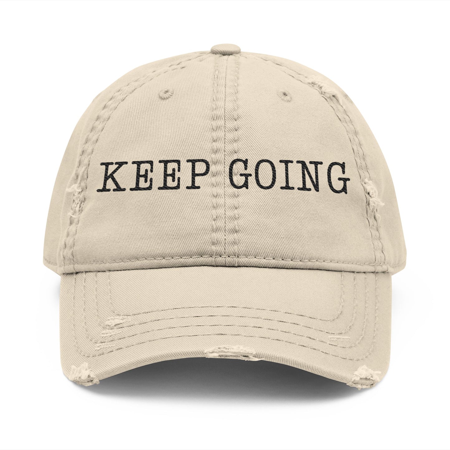 Distressed Dad Hat - Keep Going | Casual Cap, Motivational Hat, Embroidered Dad Cap, Gift for Him, Everyday Wear Cap